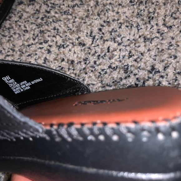 AirStep Black Leather Slide Sandals Women’s Comfort Slip On Wedge Size 9W - Picture 11 of 11